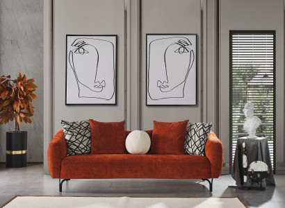 Three Seater Sofa 3 Seater Sofas Design Modern Fabric Orange Living room